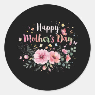 Happy Mother's Day 2026 Cute Floral for Women Mum  Classic Round Sticker