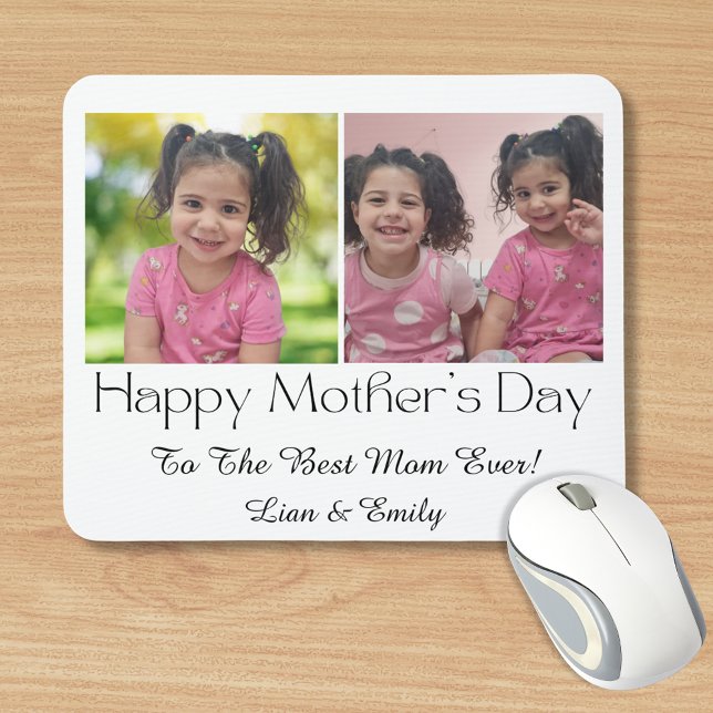 happy mothers day, 2 photos collage stylish modern mouse pad (Creator Uploaded)