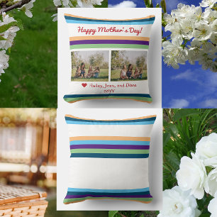 Happy Mother's Day 2 Photos Names Colour Bands Mak Cushion