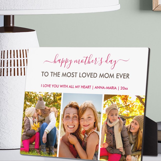 Happy Mothers Day 3 Photo Collage Personalised Plaque (Creator Uploaded)