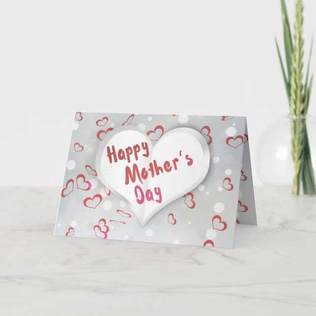 Happy Mother's Day 3D Paper Heart Card (Front)