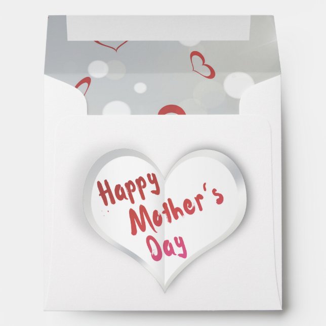 Happy Mother's Day 3D Paper Heart Envelope (Back (Bottom))