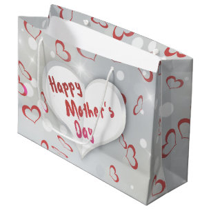 Happy Mother's Day 3D Paper Heart Large Gift Bag