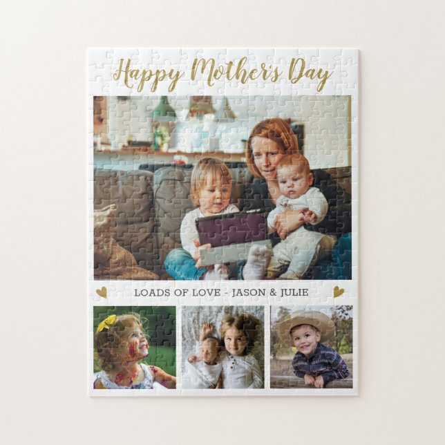 Happy Mother's Day 4 Photo Collage Family Jigsaw Puzzle (Vertical)