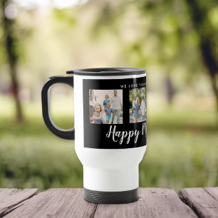 Happy Mother's Day 4 Photo Custom Black Travel Mug