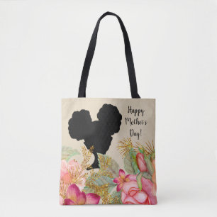 Happy Mother's Day Afro Puffs Girl Tote Bag