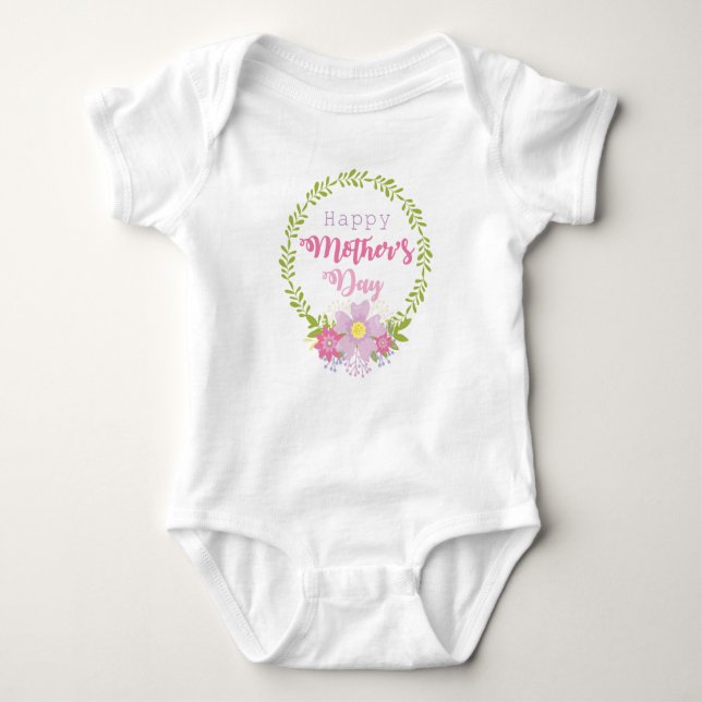 Happy Mother's Day Baby One Piece Body Suit Shirt (Front)