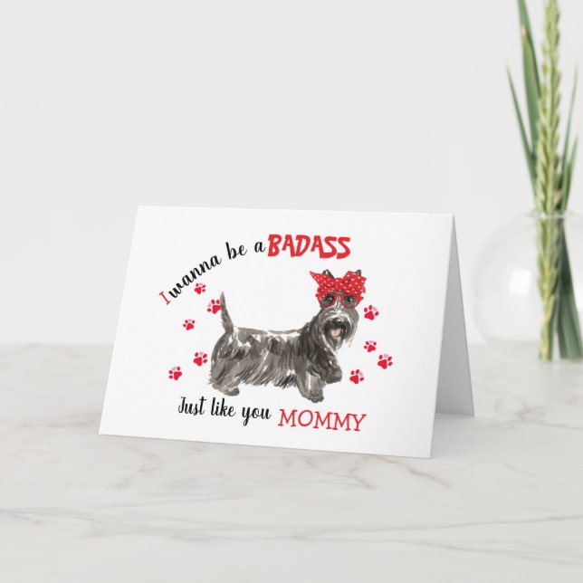 Happy Mother's Day Badass  Scottish Terrier Dog Card (Front)