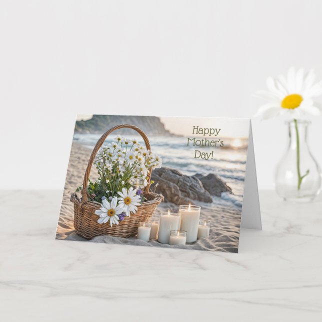 Happy Mothers Day Basket of Flowers and Candles Card (Small Plant)