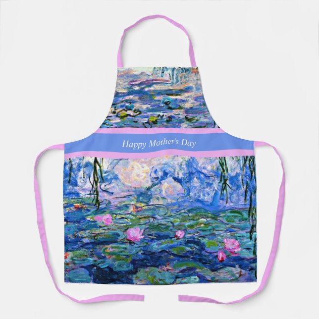 Happy Mother's Day, beautiful water lilies art, Apron (Front)