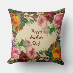 HAPPY MOTHER'S DAY(BEIGE) THROW PILLOW