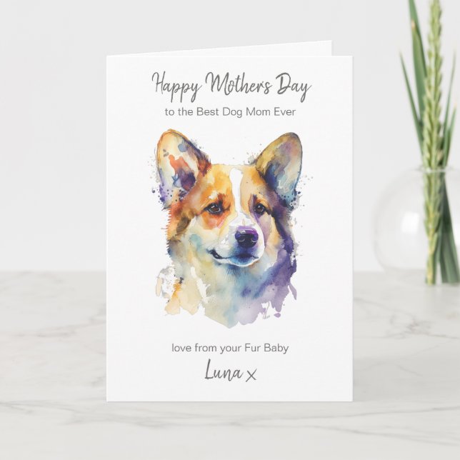 Happy Mother's Day Best Corgi Dog Mum Personalised Holiday Card (Front)