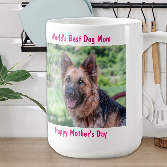 Happy Mother's Day - Best Dog Mum - Pink Pet Photo Coffee Mug (Creator Uploaded)