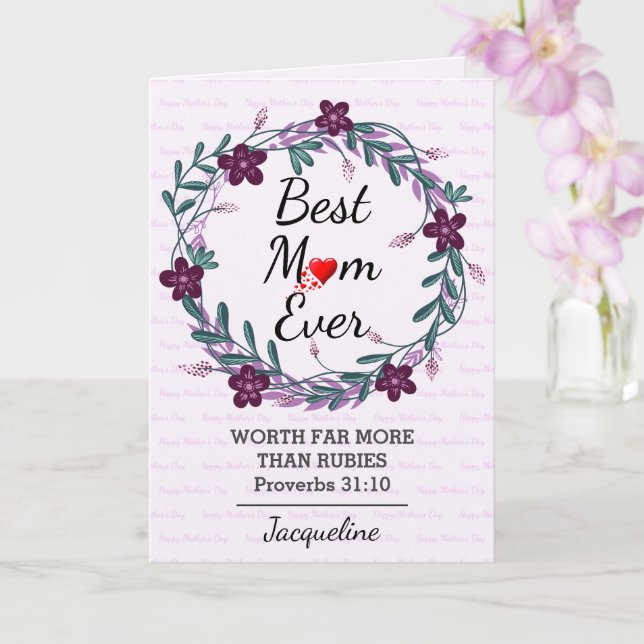 Happy Mother's Day BEST MOM EVER Prov 31 Floral Card (Orchid)