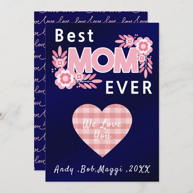 Happy Mother's Day| Best Mum Ever Personalised  Holiday Card (Front/Back)