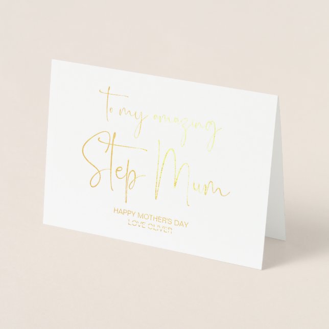 Happy Mother's Day Best Step Mom Ever New Step Mum Foil Card (Front)