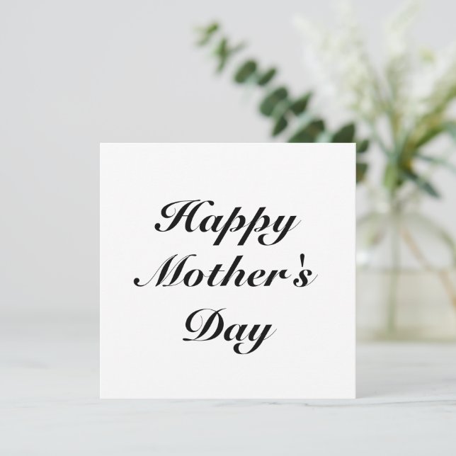 Happy Mother's Day black white script elegant Card (Standing Front)