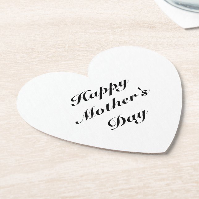 Happy Mother's Day black white script elegant chic Paper Coaster (Angled)