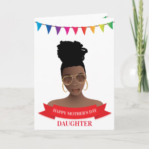 Happy Mother's Day, Black Woman, Colourful Banner Card