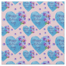 Happy Mother's Day Blue Hearts Floral on Pink 