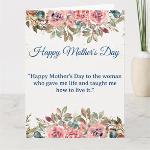 Happy Mother's Day Blush Pink Flowers and Gold Card