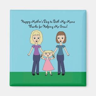 Happy Mothers Day Both Moms Cute Personalise Grow Magnet