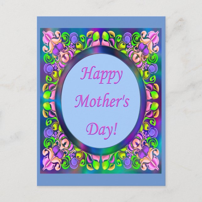 Happy mother's day! Bright colourful frame gift   Postcard (Front)