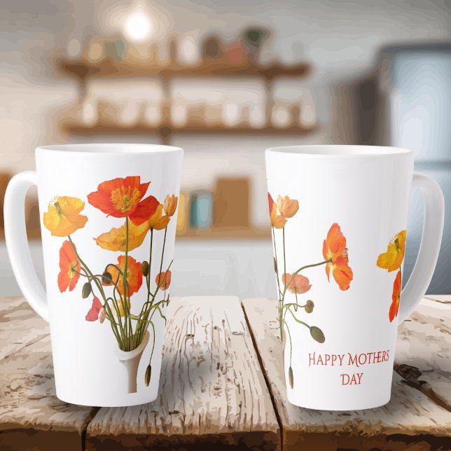 Happy Mother's Day Bright Poppy Photo Gift Large Latte Mug (Creator Uploaded)
