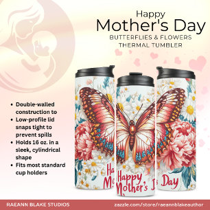 Happy Mother's Day Butterflies & Flowers Thermal Tumbler