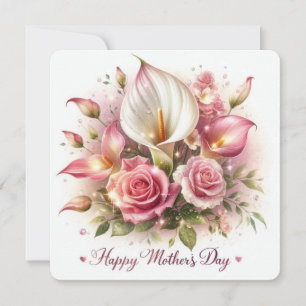 Happy Mother's Day Calla Lilies and Roses Holiday Card