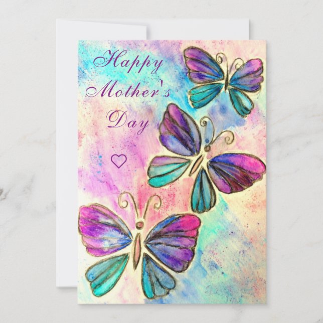 Happy Mother's Day Card Butterflies Flying (Front)