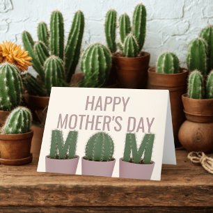 Happy Mothers Day Card Cactus Mum