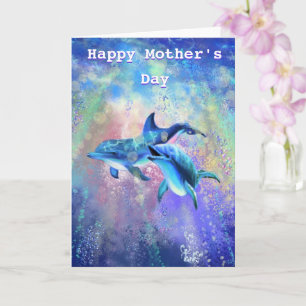 Happy Mother's Day Card Dolphin Family
