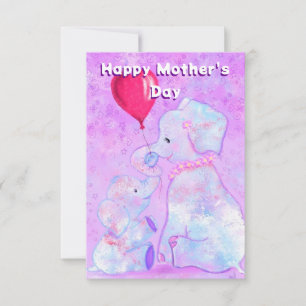 Happy Mother's Day Card Elephant Baby with Mother