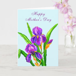 Happy Mother's Day Card Irises Flowers