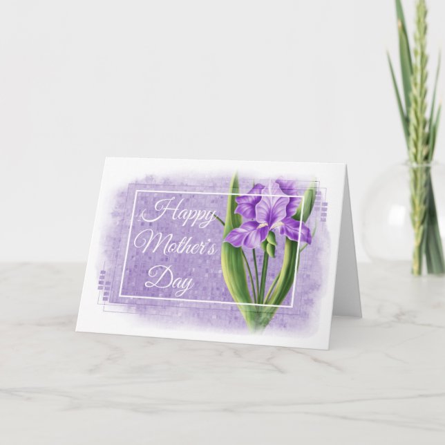Happy Mother's Day Card - Purple Iris d2 (Front)