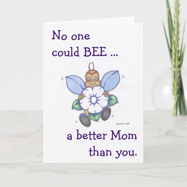 Happy Mother's Day Card w/ Cartoon Bee (Front)