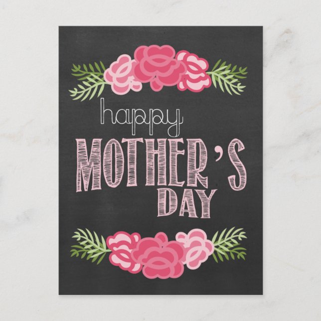 Happy Mother's Day Chalkboard Design Postcard (Front)