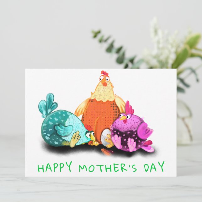 Happy Mother's Day - Chickens Waiting Egg To Hatch (Standing Front)