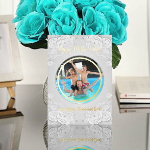 Happy Mothers Day Circle Photo Paper Floral Border