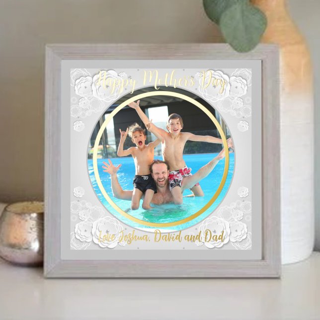Happy Mothers Day Circle Photo Paper Floral Border Foil Prints (Creator Uploaded)