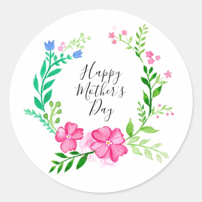 Happy Mother's Day Classic Round Sticker (Front)