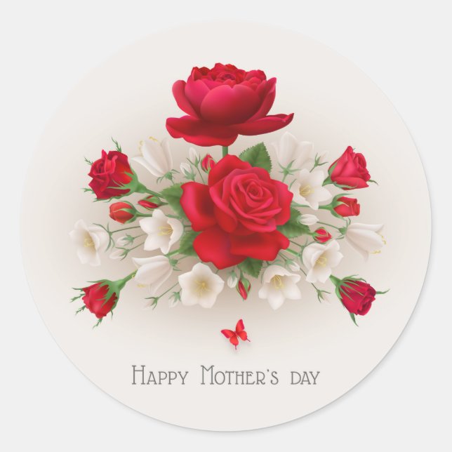Happy Mother's Day Classic Round Sticker (Front)
