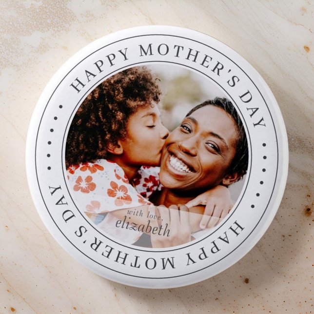 Happy Mother's Day Classic Simple Photo 6 Cm Round Badge (Creator Uploaded)