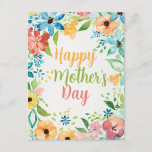 Happy Mother's Day Colorful Flowers Postcard