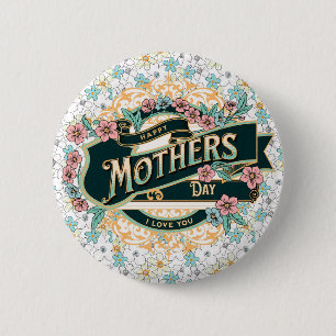 Happy Mother's Day Colourful Floral Flowers 6 Cm Round Badge