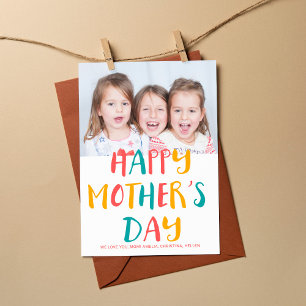 Happy Mother's Day colourful modern script photo Card