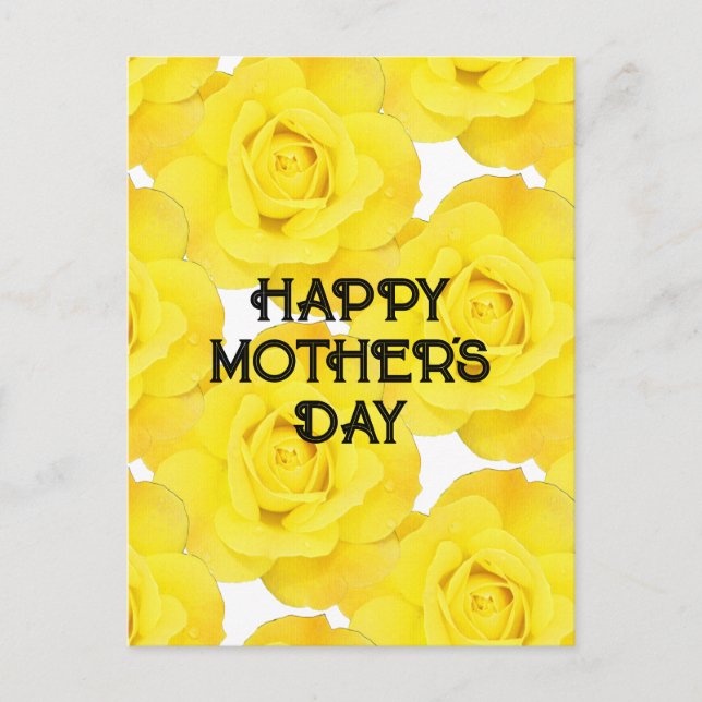 Happy Mother's Day Custom Message Yellow Floral Postcard (Front)