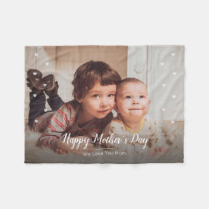 Happy Mother's Day Custom Photo Fleece Blankets