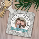 Happy Mother's Day - Custom Photo Template damask Key Ring<br><div class="desc">Includes patterns and feminine colours --- Perfect gift for a mum or grandma or even stepmom,  godmother. Send them a fun Mum's Day greeting with a picture and customised template.</div>